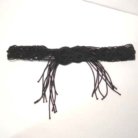 Bohemian Macrame Braided Long Cord Belly Dancing Gipsy Hippie Black Belt - Picture 9 of 12